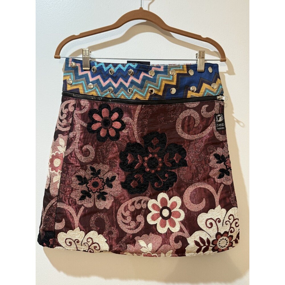 ZAND Amsterdam Patchwork Grunge Snap Reversible Wrap Skirt One Size Artsy